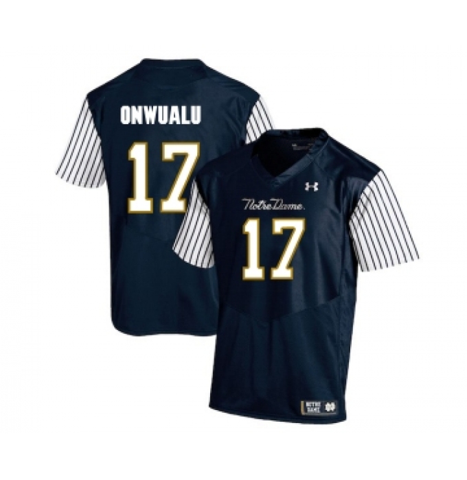 Notre Dame Fighting Irish 17 James Onwualu Navy College Football Jersey