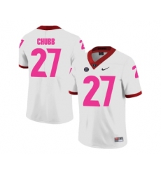 Georgia Bulldogs 27 Nick Chubb White 2018 Breast Cancer Awareness College Football Jersey