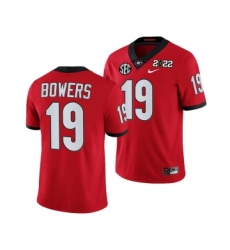 Men’s Georgia Bulldogs #19 Brock Bowers 2022 Patch Red College Football Stitched Jersey