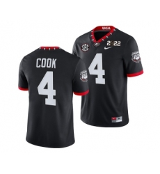 Men’s Georgia Bulldogs #4 James Cook 2022 Patch Black College Football Stitched Jersey