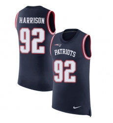 Men's Nike New England Patriots #92 James Harrison Navy Blue Rush Player Name & Number Tank Top NFL Jersey