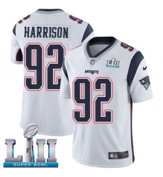 Men's Nike New England Patriots #92 James Harrison White Vapor Untouchable Limited Player Super Bowl LII NFL Jersey