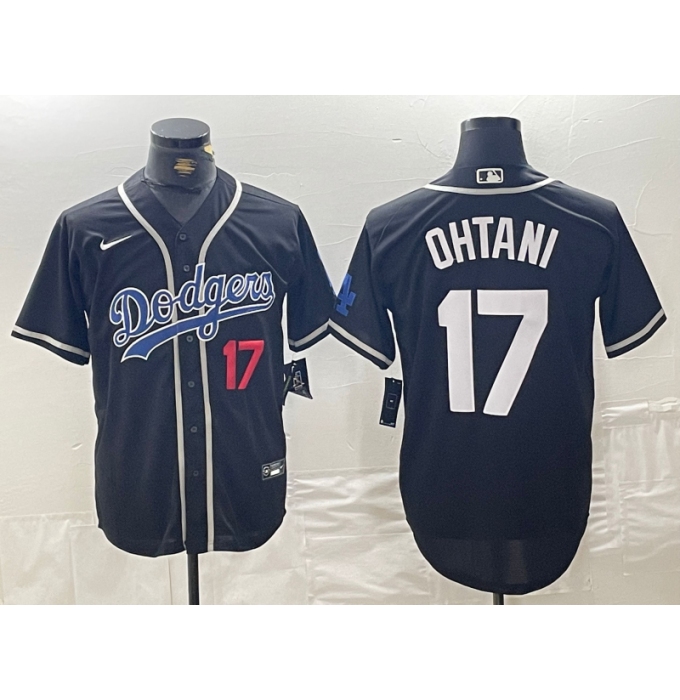 Men's Brooklyn Dodgers #17 Shohei Ohtani Black Cool Base With Stitched Baseball Jerseys