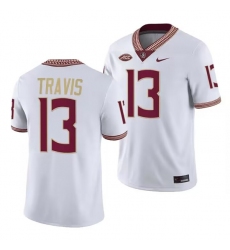 Men's Florida State Seminoles #13 Jordan Travis White Stitched Jersey