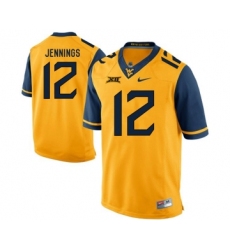 West Virginia Mountaineers 12 Gary Jennings Gold College Football Jersey