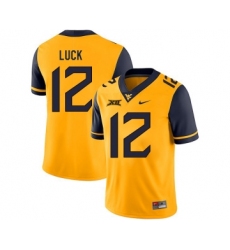 West Virginia Mountaineers 12 Oliver Luck Gold College Football Jersey