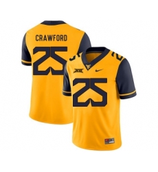 West Virginia Mountaineers 25 Justin Crawford Gold College Football Jersey