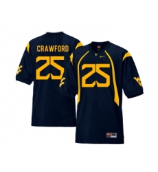 West Virginia Mountaineers 25 Justin Crawford Navy College Football Jersey