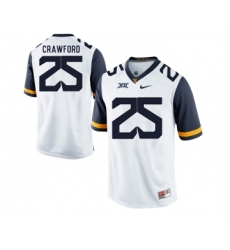 West Virginia Mountaineers 25 Justin Crawford White College Football Jersey