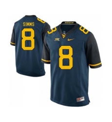 West Virginia Mountaineers 8 Marcus Simms Navy College Football Jersey