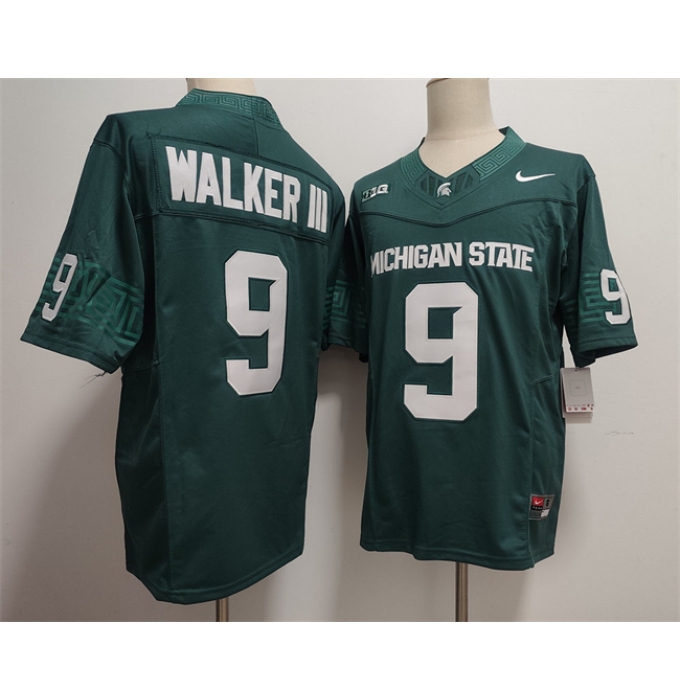 Men's Michigan State Spartans Green #9 WALKER III Green F.U.S.E. Stitched Jersey