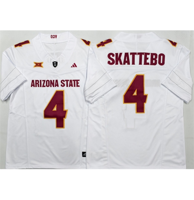 Men's Arizona State Sun Devils #4 Cam Skattebo White 2025 F.U.S.E. Vapor Limited Stitched Jersey