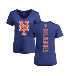 MLB Women's Nike New York Mets #12 Juan Lagares Royal Blue Backer T-Shirt