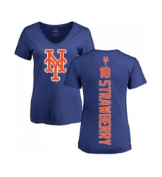 MLB Women's Nike New York Mets #18 Darryl Strawberry Royal Blue Backer T-Shirt