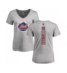 MLB Women's Nike New York Mets #18 Travis d'Arnaud Ash Backer T-Shirt