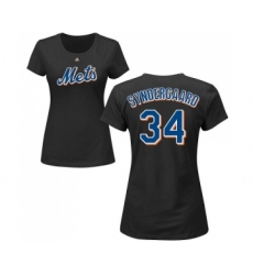 MLB Women's Nike New York Mets #34 Noah Syndergaard Black Name & Number T-Shirt