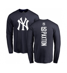 Baseball New York Yankees #65 James Paxton Navy Blue Backer Long Sleeve T-Shirt