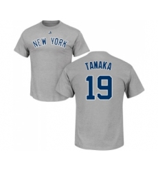 MLB Nike New York Yankees #19 Masahiro Tanaka Gray Name & Number T-Shirt