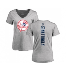 MLB Women's Nike New York Yankees #23 Don Mattingly Ash Backer T-Shirt