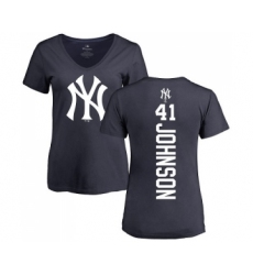 MLB Women's Nike New York Yankees #41 Randy Johnson Navy Blue Backer T-Shirt