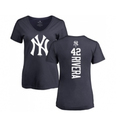 MLB Women's Nike New York Yankees #42 Mariano Rivera Navy Blue Backer T-Shirt