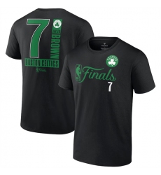 Men's Boston Celtics #7 Jaylen Brown Black 2024 Finals Inbound Pass Name & Number T-Shirt
