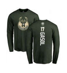 Basketball Milwaukee Bucks #17 Pau Gasol Green Backer Long Sleeve T-Shirt