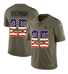 Men's Nike San Francisco 49ers #25 Richard Sherman Limited Olive/USA Flag 2017 Salute to Service NFL Jersey