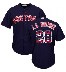 Men's Majestic Boston Red Sox #28 J. D. Martinez Authentic Navy Blue Team Logo Fashion Cool Base MLB Jersey