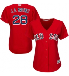 Women's Majestic Boston Red Sox #28 J. D. Martinez Replica Red Alternate Home MLB Jersey
