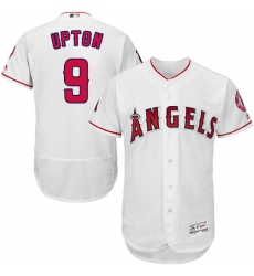 Men's Majestic Los Angeles Angels of Anaheim #9 Justin Upton White Home Flex Base Authentic Collection MLB Jersey