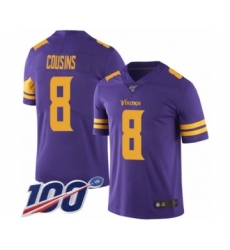 Men's Minnesota Vikings #8 Kirk Cousins Limited Purple Rush Vapor Untouchable 100th Season Football Jersey