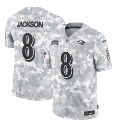 Men's Baltimore Ravens #8 Lamar Jackson 2024 Arctic Camo Salute To Service Limited Stitched Football Jersey