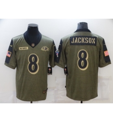Men's Baltimore Ravens #8 Lamar Jackson Nike Olive 2021 Salute To Service Limited Player Jersey Men's Baltimore Ravens #8 Lamar Jackson Nike Olive 2021 Salute To Service Limited Player Jersey