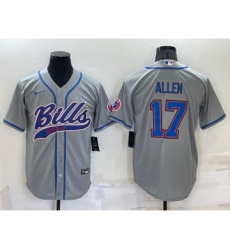 Men's Buffalo Bills #17 Josh Allen Grey Stitched Cool Base Nike Baseball Jersey