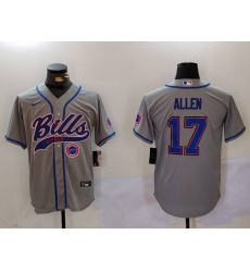 Men's Buffalo Bills #17 Josh Allen Grey Team Cool Base Stitched Baseball Jerseys