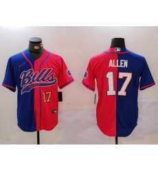 Men's Buffalo Bills #17 Josh Allen Red Blue Team Cool Base Stitched Baseball Jerseys