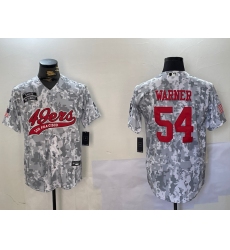 Men's San Francisco 49ers #54 Fred Warner Arctic Camo 2024 Salute to Service Stitched Baseball Jersey