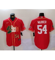 Men's San Francisco 49ers #54 Fred Warner Red With Cool Base Stitched Baseball Jerseys