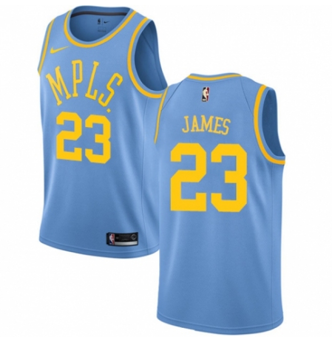 Men's Nike Los Angeles Lakers #23 LeBron James Swingman Blue Hardwood Classics NBA Jersey