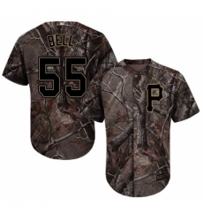 Youth Majestic Pittsburgh Pirates #55 Josh Bell Authentic Camo Realtree Collection Flex Base MLB Jersey