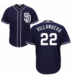 Youth Majestic San Diego Padres #22 Christian Villanueva Authentic Navy Blue Alternate 1 Cool Base MLB Jersey