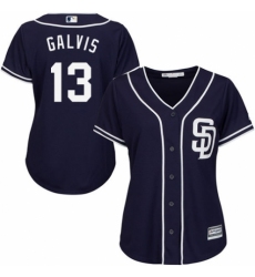 Women's Majestic San Diego Padres #13 Freddy Galvis Replica Navy Blue Alternate 1 Cool Base MLB Jersey
