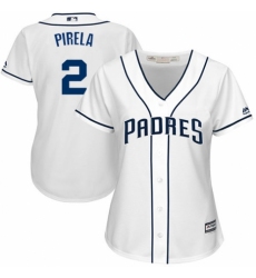 Women's Majestic San Diego Padres #2 Jose Pirela Authentic White Home Cool Base MLB Jersey