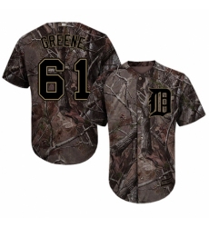 Men's Majestic Detroit Tigers #61 Shane Greene Authentic Camo Realtree Collection Flex Base MLB Jersey