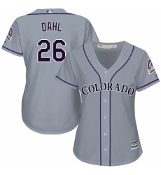 Women's Majestic Colorado Rockies #26 David Dahl Replica Grey Road Cool Base MLB Jersey