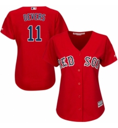 Women's Majestic Boston Red Sox #11 Rafael Devers Authentic Red Alternate Home MLB Jersey