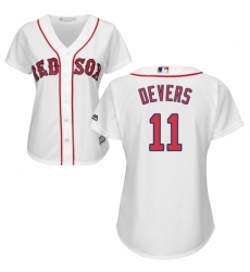 Women's Majestic Boston Red Sox #11 Rafael Devers Replica White Home MLB Jersey