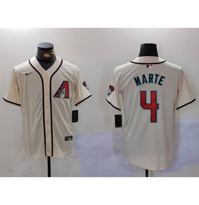 Men's Arizona Diamondback #4 Ketel Marte Cream Cool Base Limited Stitched Jersey