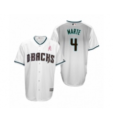 Men's Ketel Marte Arizona Diamondbacks #4 White Teal 2019 Mothers Day Cool Base Jersey